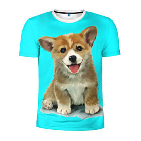 Мужская футболка 3D спортивная с принтом Корги в Тюмени, 100% полиэстер с улучшенными характеристиками | приталенный силуэт, круглая горловина, широкие плечи, сужается к линии бедра | Тематика изображения на принте: corgy | dog | korgi | puppy | вельш корги | кардиган | коржик | пемброк | собака | щенок