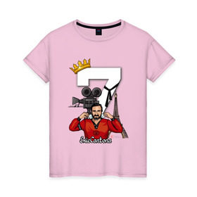 Женская футболка хлопок с принтом Король Эрик в Тюмени, 100% хлопок | прямой крой, круглый вырез горловины, длина до линии бедер, слегка спущенное плечо | кантона | манчестер юнайтед | эрик кантона