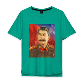 Мужская футболка хлопок Oversize с принтом Сталин в Тюмени, 100% хлопок | свободный крой, круглый ворот, “спинка” длиннее передней части | ссср | сталин