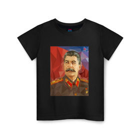 Детская футболка хлопок с принтом Сталин в Тюмени, 100% хлопок | круглый вырез горловины, полуприлегающий силуэт, длина до линии бедер | ссср | сталин