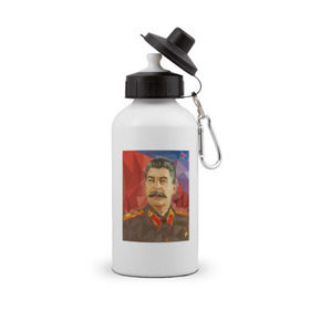 Бутылка спортивная с принтом Сталин в Тюмени, металл | емкость — 500 мл, в комплекте две пластиковые крышки и карабин для крепления | Тематика изображения на принте: ссср | сталин