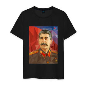 Мужская футболка хлопок с принтом Сталин в Тюмени, 100% хлопок | прямой крой, круглый вырез горловины, длина до линии бедер, слегка спущенное плечо. | ссср | сталин