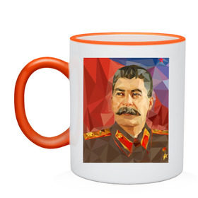 Кружка двухцветная с принтом Сталин в Тюмени, керамика | объем — 330 мл, диаметр — 80 мм. Цветная ручка и кайма сверху, в некоторых цветах — вся внутренняя часть | ссср | сталин