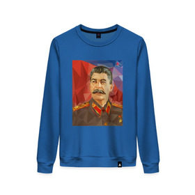 Женский свитшот хлопок с принтом Сталин в Тюмени, 100% хлопок | прямой крой, круглый вырез, на манжетах и по низу широкая трикотажная резинка  | ссср | сталин