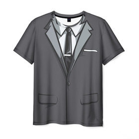 Мужская футболка 3D с принтом Костюм в Тюмени, 100% полиэфир | прямой крой, круглый вырез горловины, длина до линии бедер | Тематика изображения на принте: галстук | классика | костюм | пиджак | стиль | строгий