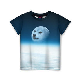 Детская футболка 3D с принтом Doge в Тюмени, 100% гипоаллергенный полиэфир | прямой крой, круглый вырез горловины, длина до линии бедер, чуть спущенное плечо, ткань немного тянется | Тематика изображения на принте: meme | доге | космос | луна