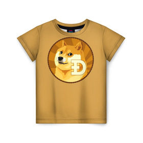 Детская футболка 3D с принтом Bitcoin в Тюмени, 100% гипоаллергенный полиэфир | прямой крой, круглый вырез горловины, длина до линии бедер, чуть спущенное плечо, ткань немного тянется | Тематика изображения на принте: doge | meme | биткоин | доге
