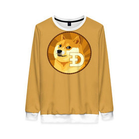 Женский свитшот 3D с принтом Bitcoin в Тюмени, 100% полиэстер с мягким внутренним слоем | круглый вырез горловины, мягкая резинка на манжетах и поясе, свободная посадка по фигуре | doge | meme | биткоин | доге