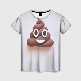 Женская футболка 3D с принтом Улыбка в Тюмени, 100% полиэфир ( синтетическое хлопкоподобное полотно) | прямой крой, круглый вырез горловины, длина до линии бедер | interner | poop | интернет | пуп | смайл | эмоджи | эмодзи | юмор