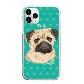 Чехол для iPhone 11 Pro Max матовый с принтом Мопсик в Тюмени, Силикон |  | dog | pug | арт | животное | кружочки | мопс | пес | собака | текстура
