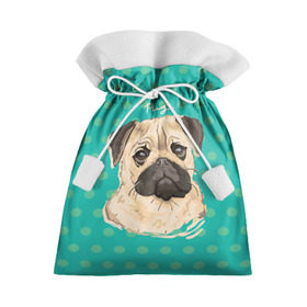 Подарочный 3D мешок с принтом Мопсик в Тюмени, 100% полиэстер | Размер: 29*39 см | Тематика изображения на принте: dog | pug | арт | животное | кружочки | мопс | пес | собака | текстура