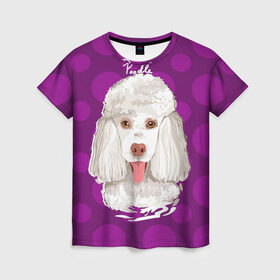 Женская футболка 3D с принтом Пудель в Тюмени, 100% полиэфир ( синтетическое хлопкоподобное полотно) | прямой крой, круглый вырез горловины, длина до линии бедер | dog | poodle | арт | животные | кружочек | собака | текстура
