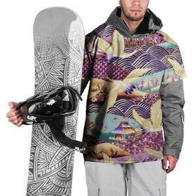 Накидка на куртку 3D с принтом Японские журавли в Тюмени, 100% полиэстер |  | Тематика изображения на принте: журавли | птица | япония
