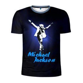 Мужская футболка 3D спортивная с принтом Майкл Джексон в Тюмени, 100% полиэстер с улучшенными характеристиками | приталенный силуэт, круглая горловина, широкие плечи, сужается к линии бедра | michael jackson | король