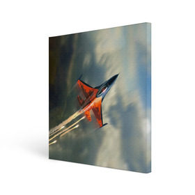 Холст квадратный с принтом Красный F16 в Тюмени, 100% ПВХ |  | Тематика изображения на принте: самолет