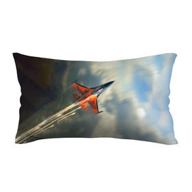 Подушка 3D антистресс с принтом Красный F16 в Тюмени, наволочка — 100% полиэстер, наполнитель — вспененный полистирол | состоит из подушки и наволочки на молнии | самолет