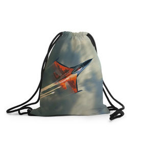 Рюкзак-мешок 3D с принтом Красный F16 в Тюмени, 100% полиэстер | плотность ткани — 200 г/м2, размер — 35 х 45 см; лямки — толстые шнурки, застежка на шнуровке, без карманов и подкладки | самолет