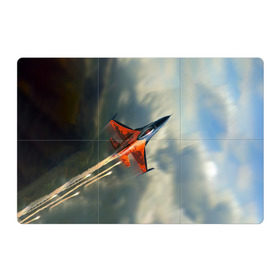 Магнитный плакат 3Х2 с принтом Красный F16 в Тюмени, Полимерный материал с магнитным слоем | 6 деталей размером 9*9 см | Тематика изображения на принте: самолет