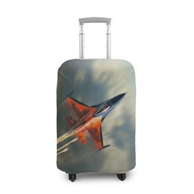 Чехол для чемодана 3D с принтом Красный F16 в Тюмени, 86% полиэфир, 14% спандекс | двустороннее нанесение принта, прорези для ручек и колес | самолет