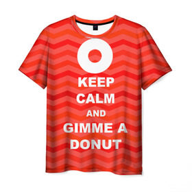 Мужская футболка 3D с принтом Gimme a donut в Тюмени, 100% полиэфир | прямой крой, круглый вырез горловины, длина до линии бедер | Тематика изображения на принте: keep calm | полосы | сериал | твин пикс | текстура | фильмы