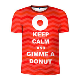 Мужская футболка 3D спортивная с принтом Gimme a donut в Тюмени, 100% полиэстер с улучшенными характеристиками | приталенный силуэт, круглая горловина, широкие плечи, сужается к линии бедра | Тематика изображения на принте: keep calm | полосы | сериал | твин пикс | текстура | фильмы