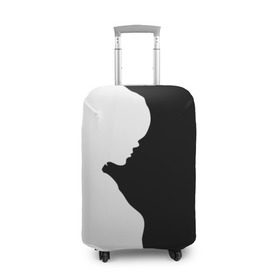 Чехол для чемодана 3D с принтом Силуэт девушки в Тюмени, 86% полиэфир, 14% спандекс | двустороннее нанесение принта, прорези для ручек и колес | белое | женщина | чб | черное