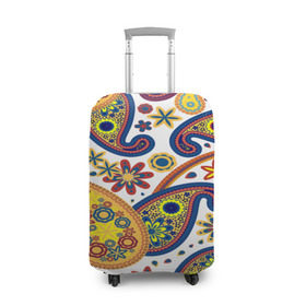 Чехол для чемодана 3D с принтом Цветные огурцы в Тюмени, 86% полиэфир, 14% спандекс | двустороннее нанесение принта, прорези для ручек и колес | cucumber | flower | gherkin | ornament | pattern | гжель | орнамент | текстура | турецкий огурец | узоры | цветок | цветочный | этнический узор