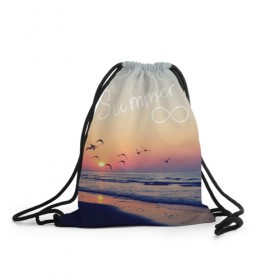 Рюкзак-мешок 3D с принтом Summer в Тюмени, 100% полиэстер | плотность ткани — 200 г/м2, размер — 35 х 45 см; лямки — толстые шнурки, застежка на шнуровке, без карманов и подкладки | summer | закат | лето | пляж
