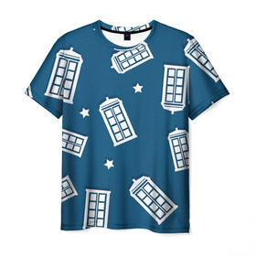 Мужская футболка 3D с принтом Тардис в Тюмени, 100% полиэфир | прямой крой, круглый вырез горловины, длина до линии бедер | doctor who | space | tardis | будка | время | доктор кто | космос | машина времени | небо | приключения | пространство | сериал | тардис
