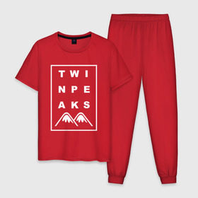 Мужская пижама хлопок с принтом Twin Peaks в Тюмени, 100% хлопок | брюки и футболка прямого кроя, без карманов, на брюках мягкая резинка на поясе и по низу штанин
 | арт | сериал | твин пикс | фильмы
