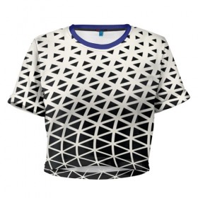 Женская футболка 3D укороченная с принтом Необычный узор в Тюмени, 100% полиэстер | круглая горловина, длина футболки до линии талии, рукава с отворотами | pattern | сетка | узоры