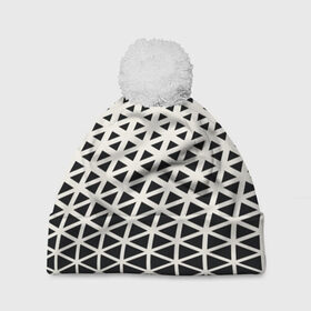 Шапка 3D c помпоном с принтом Необычный узор в Тюмени, 100% полиэстер | универсальный размер, печать по всей поверхности изделия | pattern | сетка | узоры