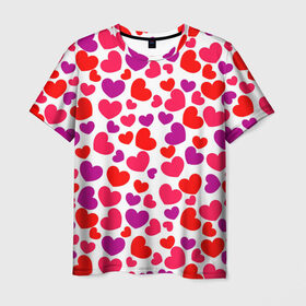 Мужская футболка 3D с принтом Сердца в Тюмени, 100% полиэфир | прямой крой, круглый вырез горловины, длина до линии бедер | 