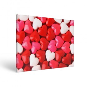 Холст прямоугольный с принтом Candy в Тюмени, 100% ПВХ |  | heart | love | любовь | сердца