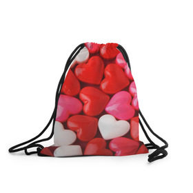 Рюкзак-мешок 3D с принтом Candy в Тюмени, 100% полиэстер | плотность ткани — 200 г/м2, размер — 35 х 45 см; лямки — толстые шнурки, застежка на шнуровке, без карманов и подкладки | heart | love | любовь | сердца