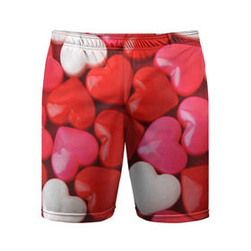 Мужские шорты 3D спортивные с принтом Candy в Тюмени,  |  | heart | love | любовь | сердца