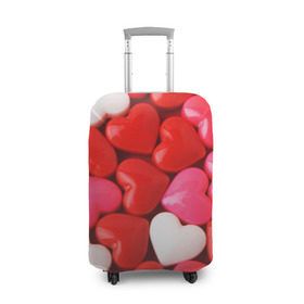 Чехол для чемодана 3D с принтом Candy в Тюмени, 86% полиэфир, 14% спандекс | двустороннее нанесение принта, прорези для ручек и колес | heart | love | любовь | сердца