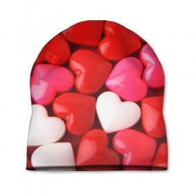 Шапка 3D с принтом Candy в Тюмени, 100% полиэстер | универсальный размер, печать по всей поверхности изделия | heart | love | любовь | сердца