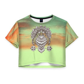 Женская футболка 3D укороченная с принтом Совушка в Тюмени, 100% полиэстер | круглая горловина, длина футболки до линии талии, рукава с отворотами | owl | животные | полуночник | природа | сова | сыч | филин