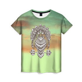 Женская футболка 3D с принтом Совушка в Тюмени, 100% полиэфир ( синтетическое хлопкоподобное полотно) | прямой крой, круглый вырез горловины, длина до линии бедер | owl | животные | полуночник | природа | сова | сыч | филин