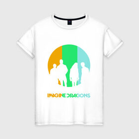 Женская футболка хлопок с принтом Imagine Dragons в Тюмени, 100% хлопок | прямой крой, круглый вырез горловины, длина до линии бедер, слегка спущенное плечо | imagine dragons
