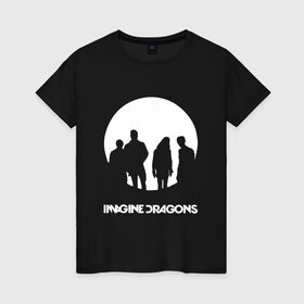 Женская футболка хлопок с принтом Imagine Dragons в Тюмени, 100% хлопок | прямой крой, круглый вырез горловины, длина до линии бедер, слегка спущенное плечо | imagine dragons