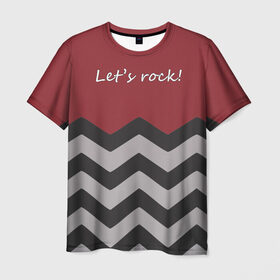 Мужская футболка 3D с принтом Let`s rock! в Тюмени, 100% полиэфир | прямой крой, круглый вырез горловины, длина до линии бедер | lets rock | twin peaks | давайте сделаем это | даян | даяна | диана | дэвид линч | карлик | твин пикс