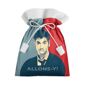 Подарочный 3D мешок с принтом ALLONS-Y! в Тюмени, 100% полиэстер | Размер: 29*39 см | арт | десятый доктор | доктор кто | надпись | сериал | тардис | фильмы