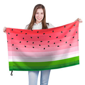 Флаг 3D с принтом Арбузик в Тюмени, 100% полиэстер | плотность ткани — 95 г/м2, размер — 67 х 109 см. Принт наносится с одной стороны | pattern | trend | арбуз | зеленый | косточки | красный | мода | патерн | паттерн | розовый | текстура | тренд | фрукт | ягода