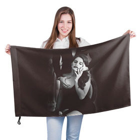 Флаг 3D с принтом Lana Del Rey в Тюмени, 100% полиэстер | плотность ткани — 95 г/м2, размер — 67 х 109 см. Принт наносится с одной стороны | lana del rey | лана дель рей