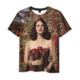 Мужская футболка 3D с принтом Lana Del Rey в Тюмени, 100% полиэфир | прямой крой, круглый вырез горловины, длина до линии бедер | lana del rey | лана дель рей