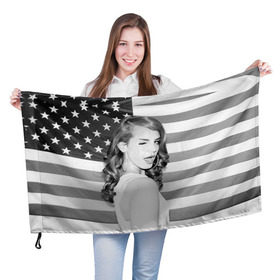 Флаг 3D с принтом Lana Del Rey в Тюмени, 100% полиэстер | плотность ткани — 95 г/м2, размер — 67 х 109 см. Принт наносится с одной стороны | lana del rey | лана дель рей