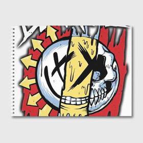 Альбом для рисования с принтом MIXED UP Blink-182 в Тюмени, 100% бумага
 | матовая бумага, плотность 200 мг. | 3 | mixed | rock | музыка | рок | череп
