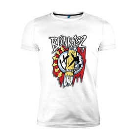 Мужская футболка премиум с принтом MIXED UP Blink-182 в Тюмени, 92% хлопок, 8% лайкра | приталенный силуэт, круглый вырез ворота, длина до линии бедра, короткий рукав | Тематика изображения на принте: 3 | mixed | rock | музыка | рок | череп